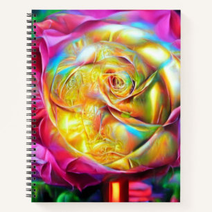 Psychedelische RegenbogenRose Notizblock