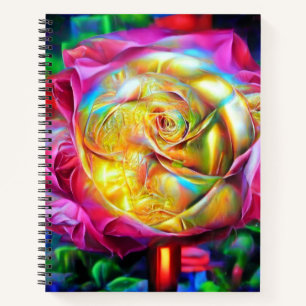Psychedelische RegenbogenRose Notizblock