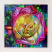 Psychedelische RegenbogenRose Puzzle (Horizontal)
