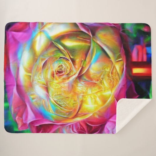 Psychedelische RegenbogenRose Sherpadecke (Vorderseite (Horizontal))