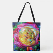 Psychedelische RegenbogenRose Tasche (Vorderseite)