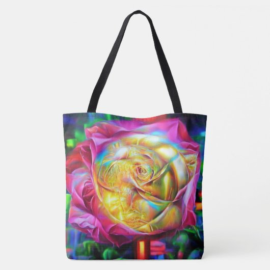 Psychedelische RegenbogenRose Tasche (Rückseite)