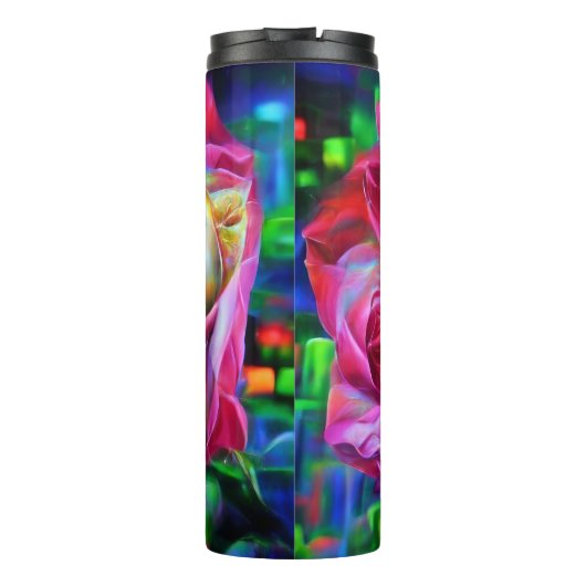 Psychedelische RegenbogenRose Thermosbecher (Rückseite)