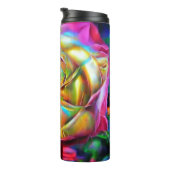 Psychedelische RegenbogenRose Thermosbecher (Nach rechts gedreht)