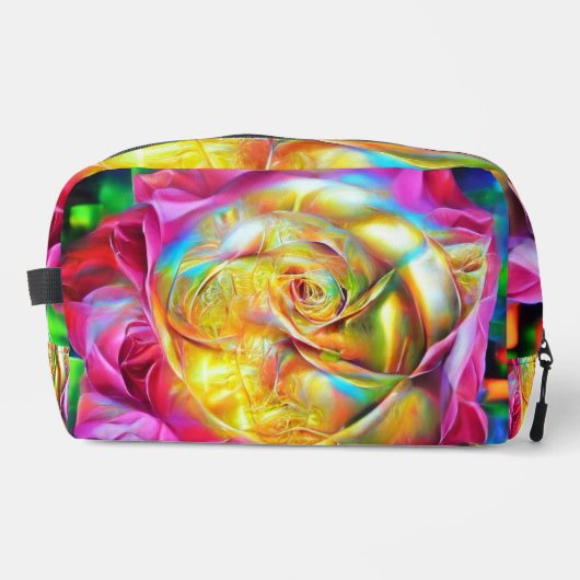 Psychedelische RegenbogenRose Waschbeutel (Vorderseite)