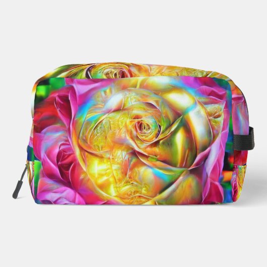 Psychedelische RegenbogenRose Waschbeutel (Rückseite)