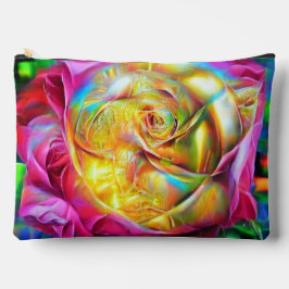 Psychedelische RegenbogenRose Zubehörtasche