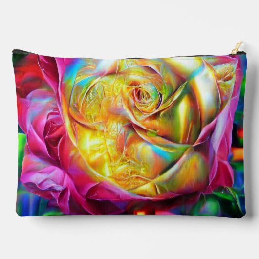 Psychedelische RegenbogenRose Zubehörtasche (Rückseite)