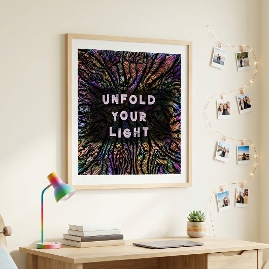 Psychedelische Regenbogenwirbel Motivations-Typogr Poster