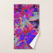 Psychedelische Retro-Crimson- und Magenta-Wildblum Badhandtuch Set (Handtuch)