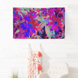 Psychedelische Retro-Crimson- und Magenta-Wildblum Banner