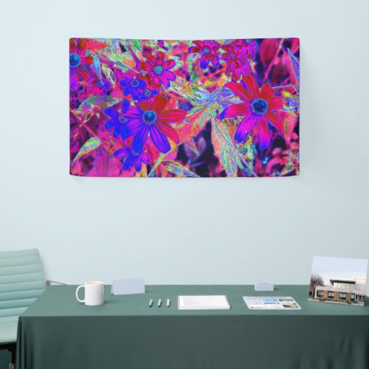 Psychedelische Retro-Crimson- und Magenta-Wildblum Banner (Messeveranstaltung)