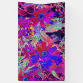 Psychedelische Retro-Crimson- und Magenta-Wildblum Banner (Vertikal)