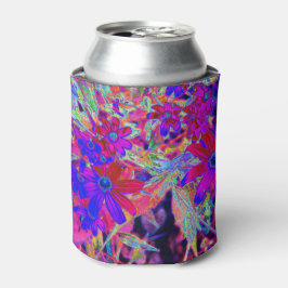 Psychedelische Retro-Crimson- und Magenta-Wildblum Dosenkühler