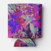Psychedelische Retro-Crimson- und Magenta-Wildblum Dosenkühler (Vorderseite)