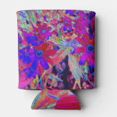 Psychedelische Retro-Crimson- und Magenta-Wildblum Dosenkühler (Rückseite)