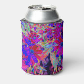 Psychedelische Retro-Crimson- und Magenta-Wildblum Dosenkühler (Kanne Rückseite)