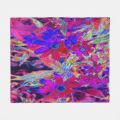 Psychedelische Retro-Crimson- und Magenta-Wildblum Fleecedecke (Vorderseite (Horizontal))