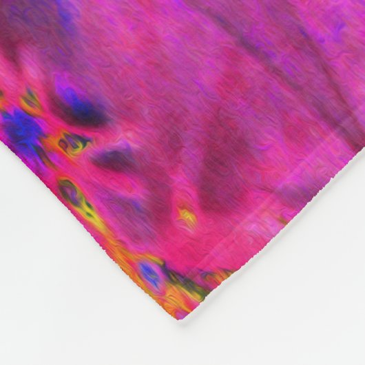 Psychedelische Retro-Crimson- und Magenta-Wildblum Fleecedecke (Ecke)