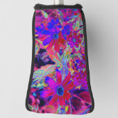 Psychedelische Retro-Crimson- und Magenta-Wildblum Golf Headcover (Rotieren 90)