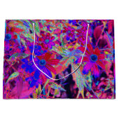 Psychedelische Retro-Crimson- und Magenta-Wildblum Große Geschenktüte (Vorderseite)