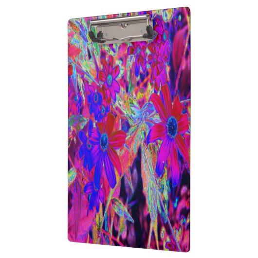 Psychedelische Retro-Crimson- und Magenta-Wildblum Klemmbrett (Links)