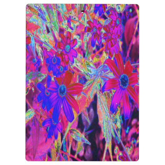 Psychedelische Retro-Crimson- und Magenta-Wildblum Klemmbrett (Rückseite)