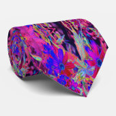 Psychedelische Retro-Crimson- und Magenta-Wildblum Krawatte (Gerollt)