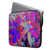 Psychedelische Retro-Crimson- und Magenta-Wildblum Laptopschutzhülle (Vorderseite Links)