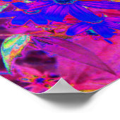 Psychedelische Retro-Crimson- und Magenta-Wildblum Poster (Ecke)