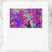 Psychedelische Retro-Crimson- und Magenta-Wildblum Rechteckiger Aufkleber (Tasche)