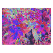 Psychedelische Retro-Crimson- und Magenta-Wildblum Tischdecke (Vorderseite (Horizontal))