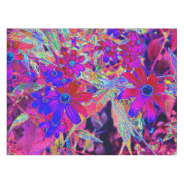 Psychedelische Retro-Crimson- und Magenta-Wildblum Tischdecke