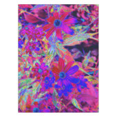 Psychedelische Retro-Crimson- und Magenta-Wildblum Tischdecke (Vorderseite)