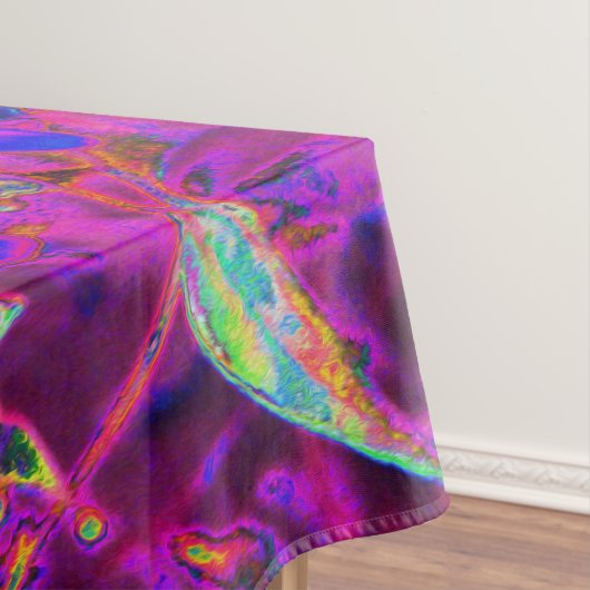 Psychedelische Retro-Crimson- und Magenta-Wildblum Tischdecke (Beispiel)
