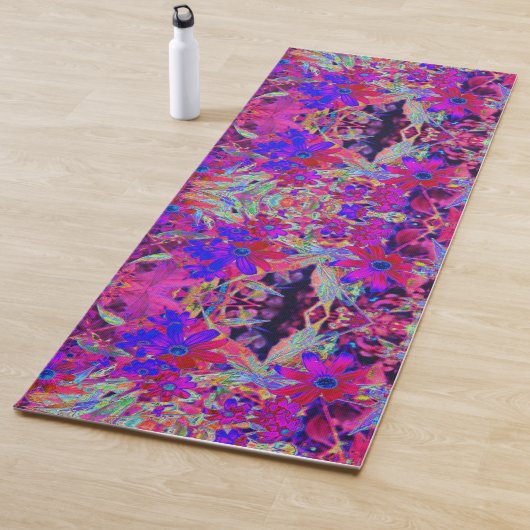 Psychedelische Retro-Crimson- und Magenta-Wildblum Yogamatte (Beispiel)