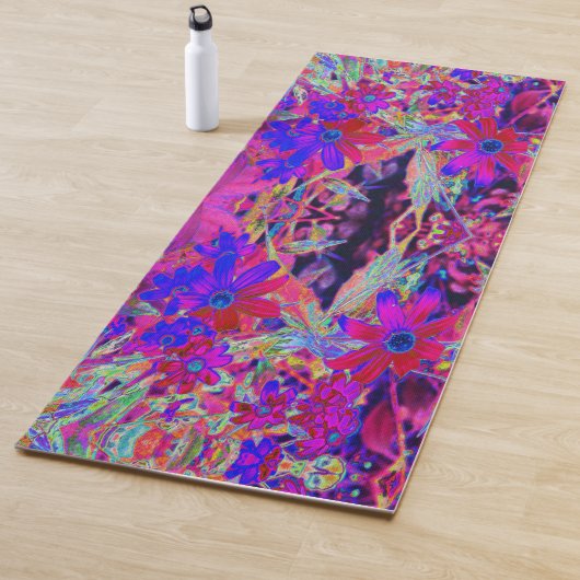 Psychedelische Retro-Crimson- und Magenta-Wildblum Yogamatte (Beispiel)