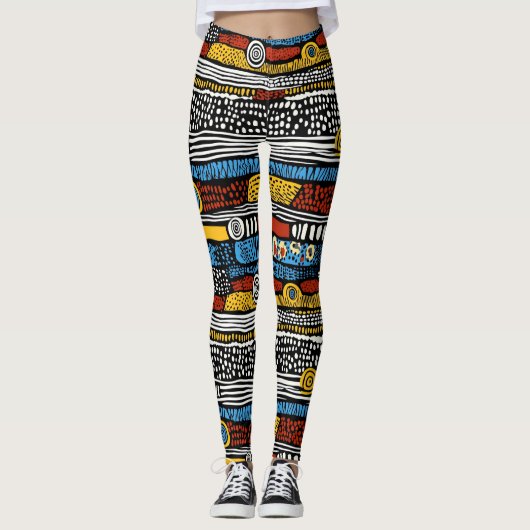 Psychedelische Retro-Farben Leggings (Vorderseite)