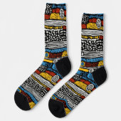 Psychedelische Retro-Farben Socken (Linkes Detail)
