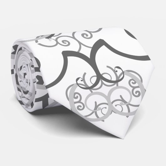 Psychedelische Retro-Grau-Krawatte Krawatte (Gerollt)