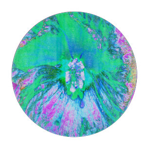 Psychedelische Retro-Grüne und Hot-Pink-Hibiskus Schneidebrett