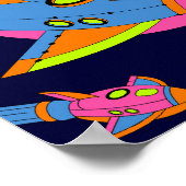 Psychedelische Retro-Raketen im Weltraum Poster (Ecke)