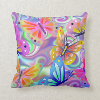Psychedelische rosa Schmetterlinge Kissen
