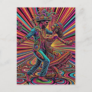 Psychedelische Salsa Tango Tanzkunst Postkarte