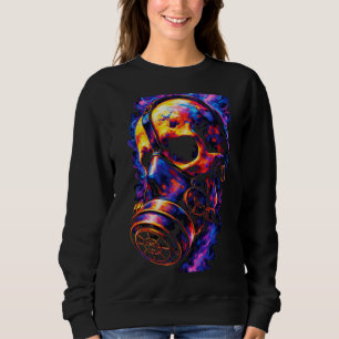 Psychedelische Schädel-Gasmaske Flammen-Wirbel Sweatshirt