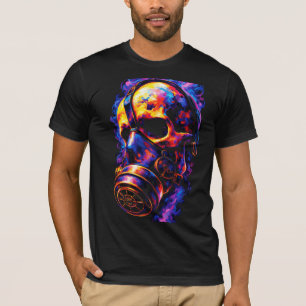 Psychedelische Schädel-Gasmaske Flammen-Wirbel T-Shirt