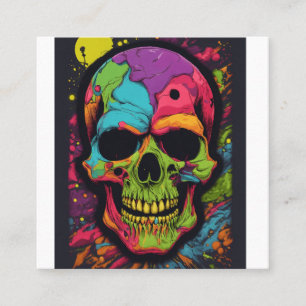 Psychedelische Schädelexplosion Quadratische Visitenkarte