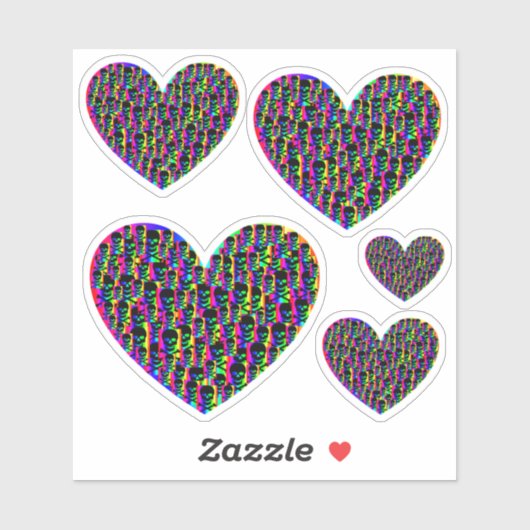 Psychedelische Schädelherzen Aufkleber (Blatt)