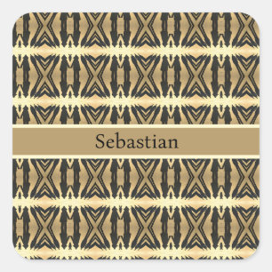Psychedelische Schattenmenschen in Gold, kundenspe Quadratischer Aufkleber