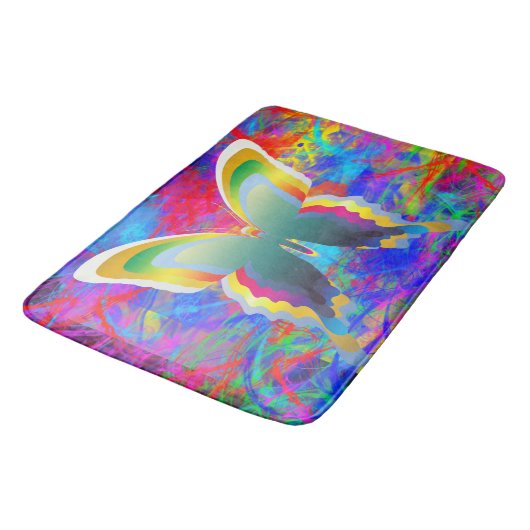 Psychedelische Schmetterlinge Badematte (Schrägansicht)